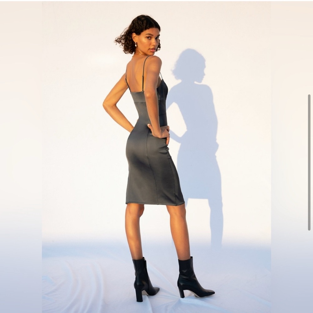 Wilfred Charcoal Satin Midi Dress - Picture 8 of 9